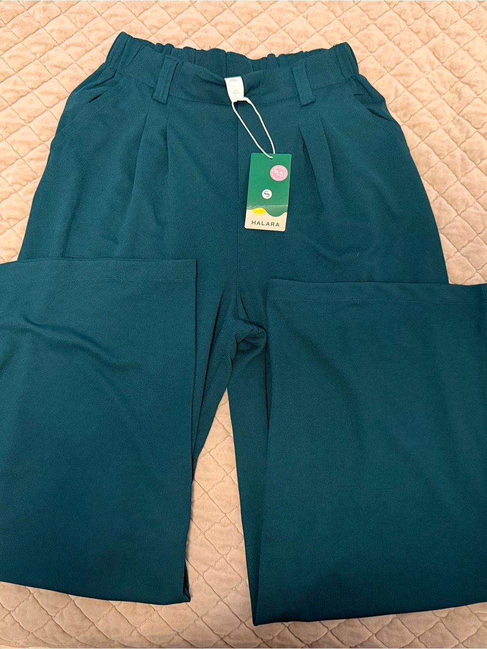 HALARA High Waisted Pocket Wide Leg Waffle Work Pants Sz Small Tall NWT - Picture 4 of 6